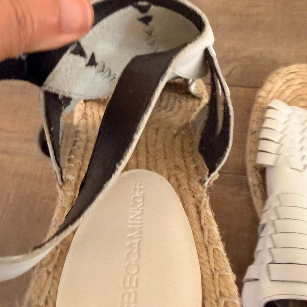 Rebecca Minkoff Espadrille Gabriel Sandal 8.5 White Coastal Woven Leather Boho